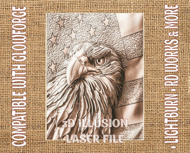 American Eagle 3d illusion & laser-ready file - 3DWave.us